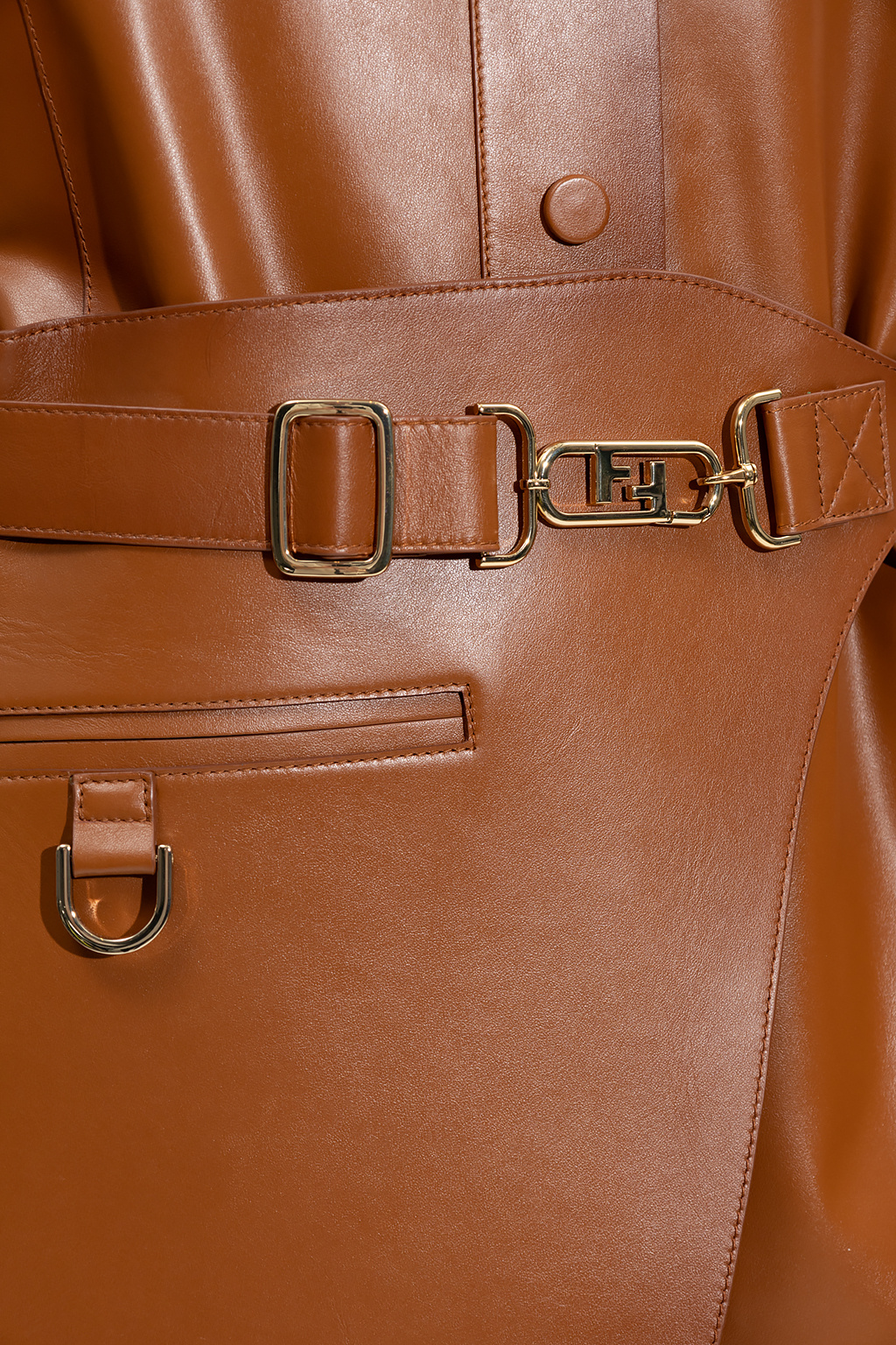 Fendi brown outlet leather belt